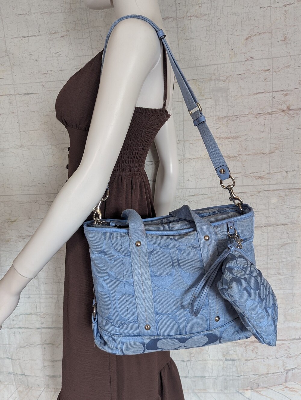 Coach Signature Jacquard Tote Bag in Light Blue